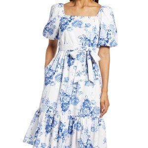 EUC Julia Jordan Toile Clip Dot Puff Sleeve Midi Dress (worn once)